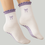 Lilac Bow Pilates Socks