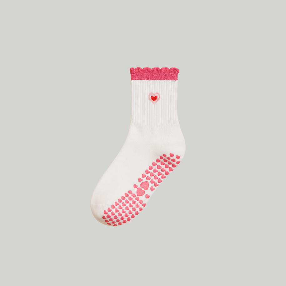 Pink Heart Grip Socks
